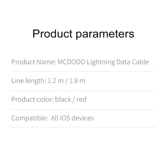 کابل شارژ و انتقال داده لایتنینگ مک دودو مدل MCDODO CA-5263 طول 180 سانتيمتر