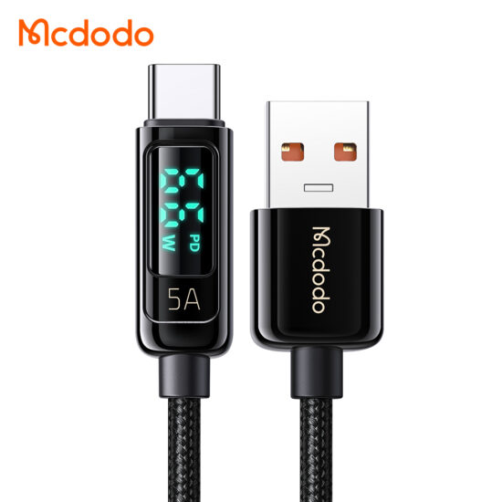 کابل شارژ و انتقال داده USB به تایپ سی مک دودو مدل MCDODO CA-8690 داراي نمایشگر دیجیتال طول 120 سانتيمتر
