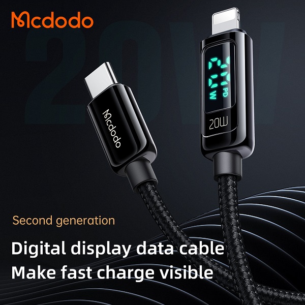 کابل شارژ و انتقال داده تایپ سی به لایتنینگ+نمایشگر دیجیتال مک دودو مدل MCDODO CA-8810