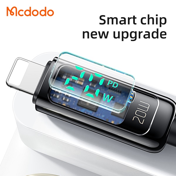کابل شارژ و انتقال داده تایپ سی به لایتنینگ+نمایشگر دیجیتال مک دودو مدل MCDODO CA-8810