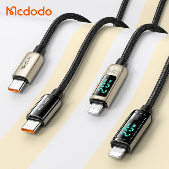 کابل شارژ و انتقال داده تایپ سی به لایتنینگ مک دودو مدل MCDODO CA-8810 داراي نمایشگر دیجیتال طول 120 سانتيمتر
