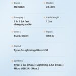 کابل شارژ سریع 3 کاره میکرو Usb+لایتنینگ+تایپ سی مک دودو مدل MCDODO CA-8790 طول 120 سانتيمتر