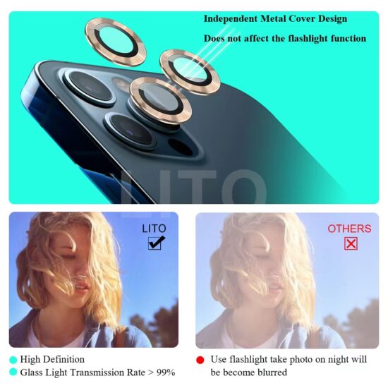 گلس محافظ لنز دور فلزی لیتو LITO مدل +S مناسب برای گوشی آیفون Apple iPhone 12 Pro