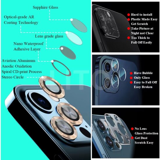 گلس محافظ لنز دور فلزی لیتو LITO مدل +S مناسب برای گوشی آیفون Apple iPhone 12 Pro Max