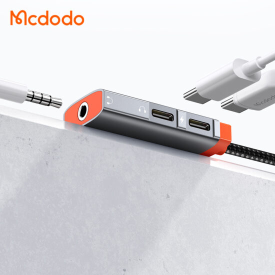 تبدیل تایپ سی به جک 3.5 میلیمتری و 2 پورت تایپ سی مک دودو مدل MCDODO CA-0940