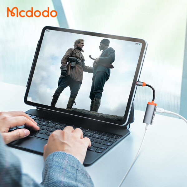 تبدیل تایپ سی به جک 3.5 میلیمتری و 2 پورت تایپ سی مک دودو مدل MCDODO CA-0940
