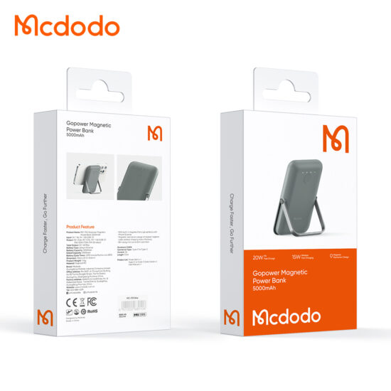 پاوربانک وایرلس مگ سیف مک دودو مدل Mcdodo MC-705 ظرفیت 5000 میلی آمپر به همراه کابل شارژ