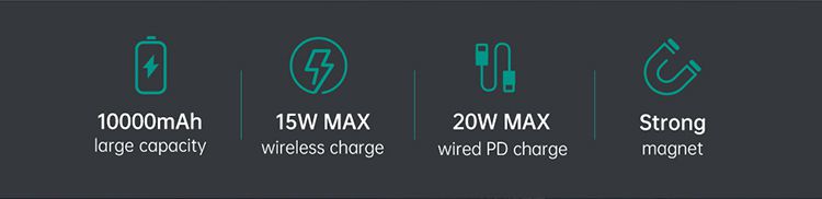 پاوربانک وایرلس شارژ مگ سیف مک دودو مدل Mcdodo MC-559 ظرفیت 10000 میلی آمپر به همراه کابل شارژ | جانبی 360