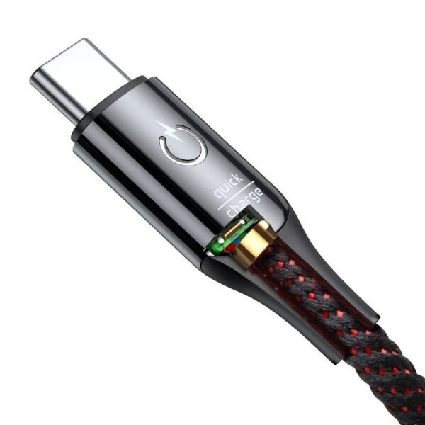 کابل شارژ و انتقال داده 18 واتی USB به Type-C بیسوس مدل Baseus C-shaped Light Intelligent power-off CATCD-01 طول یک متر دارای قطع کن اتومات