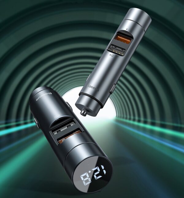 شارژر فندکی و پخش کننده بلوتوث بیسوس مدل Baseus Energy Column Wireless MP3 CCNLZ-C0G/C0S شارژ سريع 18 وات