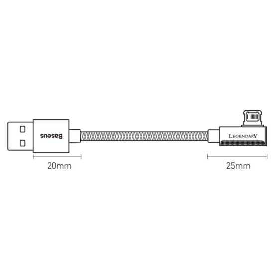 کابل شارژ و انتقال داده USB به لایتنینگ بیسوس مدل Baseus Legend Series Elbow CACS000009 طول یک متر