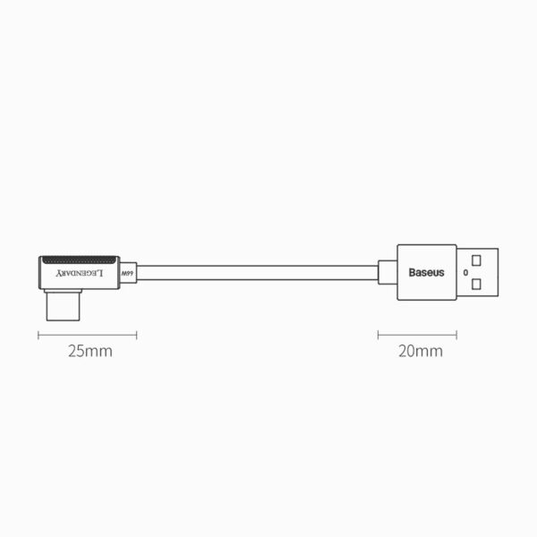 کابل شارژ و انتقال داده USB به Type-C بیسوس مدل Baseus Legend Series Elbow CACS000403 طول یک متر 66 وات