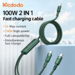 کابل شارژ 100 واتی تایپ سی به لایتنینگ+تایپ سی مک دودو مدل MCDODO CA-878 طول 120 سانتيمتر