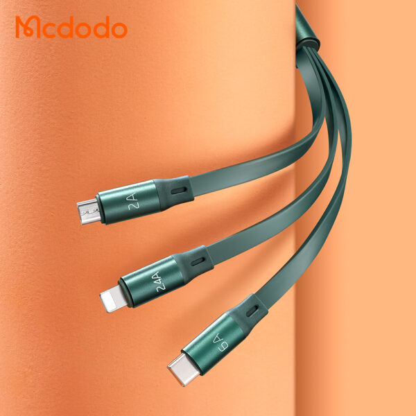 کابل شارژ و انتقال داده سه کاره 66 واتی Micro Usb+Lightning+Type-C مک دودو مدل MCDODO CA-120 طول 120 سانتيمتر