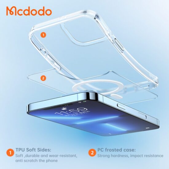 قاب محافظ نیمه شفاف مگ سيف دار مک دودو مدل Mcdodo Crystal Series PC-1670 برای Apple iPhone 13 Pro Max