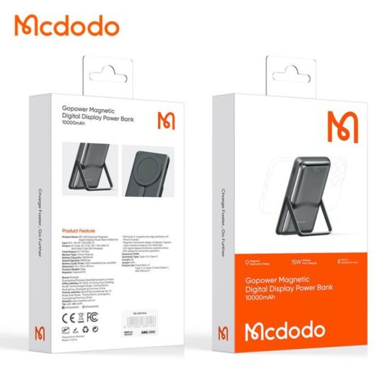پاوربانک وایرلس مگ سیف دار مک دودو مدل Mcdodo MC-069 ظرفیت 10000 میلی آمپر به همراه کابل شارژ