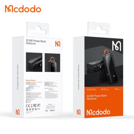 پاوربانک 22.5 وات مک دودو مدل Mcdodo MC-116 ظرفیت 10000 میلی آمپر به همراه 3 عدد کابل شارژ