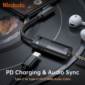 تبدیل تایپ سی به جک 3.5 میلیمتری AUX+پورت تایپ سی مک دودو مدل Mcdodo CA-1880
