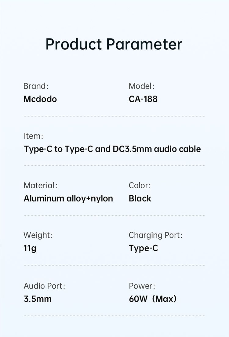 تبدیل تایپ سی به جک 3.5 میلیمتری AUX+پورت تایپ سی مک دودو مدل Mcdodo CA-1880