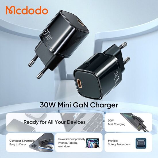 شارژر آداپتور دیواری مینی 30 وات مک دودو مدل MCDODO CH-008 GaN