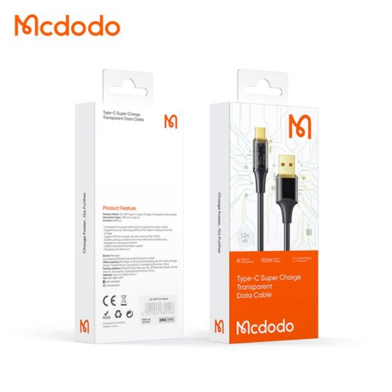 کابل شارژ سریع USB به تایپ سی 100 واتی مک دودو مدل MCDODO CA-2092 طول 1.8 متر
