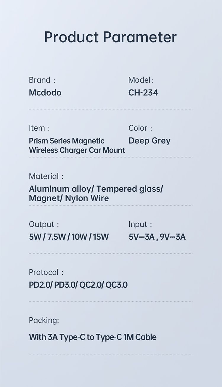 هولدر و شارژر وایرلس مگنتی مک دودو مدل MCDODO CH-2340 به همراه کابل شارژ - جانبی360
