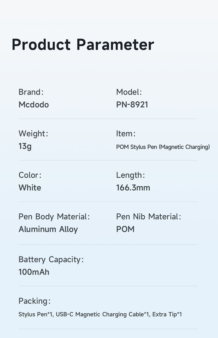 قلم لمسی استایلوس مک دودو مدل Mcdodo PN-8921 برای آیپد اپل - جانبی360