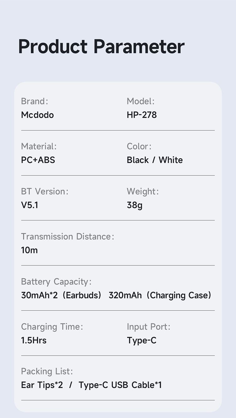 هندزفری بلوتوث مک دودو مدل MCDODO HP-278 بهمراه کابل شارژ - جانبی360