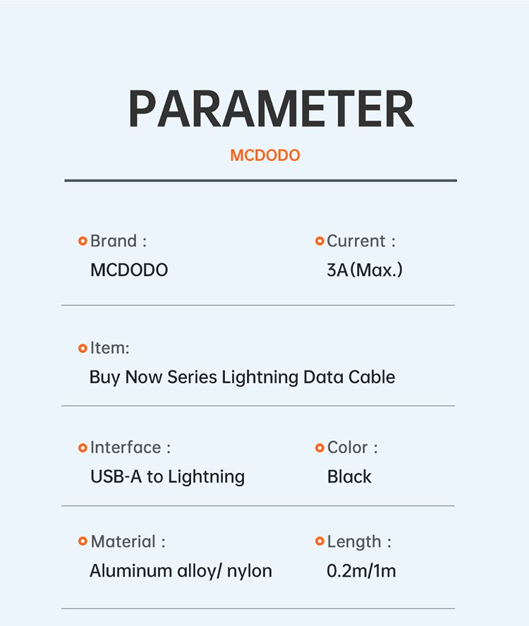 کابل شارژ سریع لایتنینگ مک دودو مدل MCDODO CA-226 - جانبی360