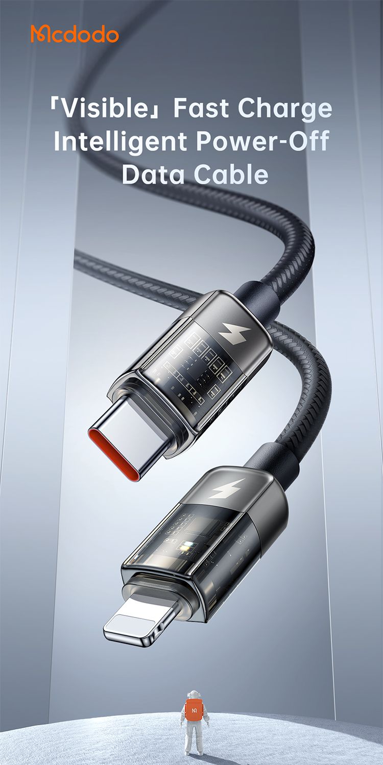 کابل شارژ هوشمند تایپ سی به لایتنینگ 36 واتی مک دودو مدل MCDODO CA-316 - جانبی 360