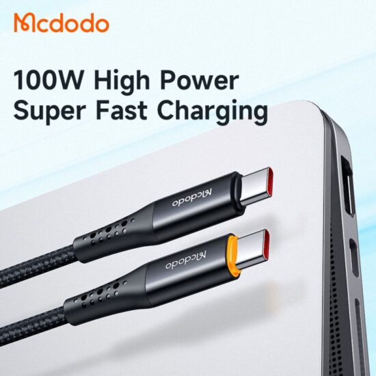 کابل شارژ قطع کن دار تایپ سی به تایپ سی 100 واتی مک دودو مدل MCDODO CA-3461 طول 1.8متر