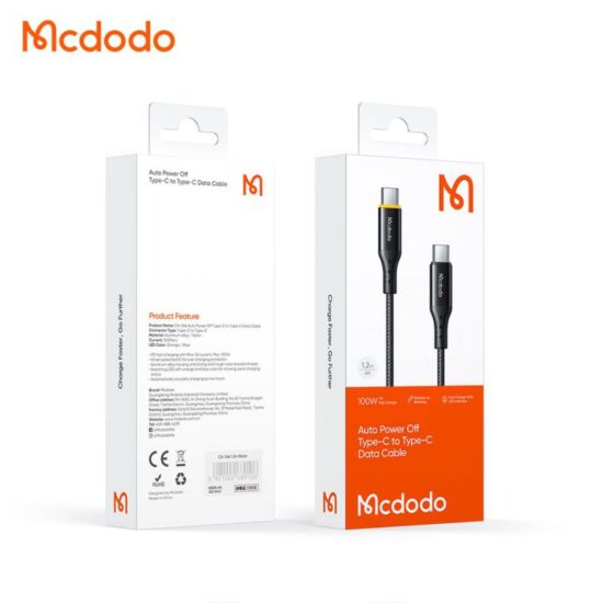کابل شارژ قطع کن دار تایپ سی به تایپ سی 100 واتی مک دودو مدل MCDODO CA-3461 طول 1.8متر