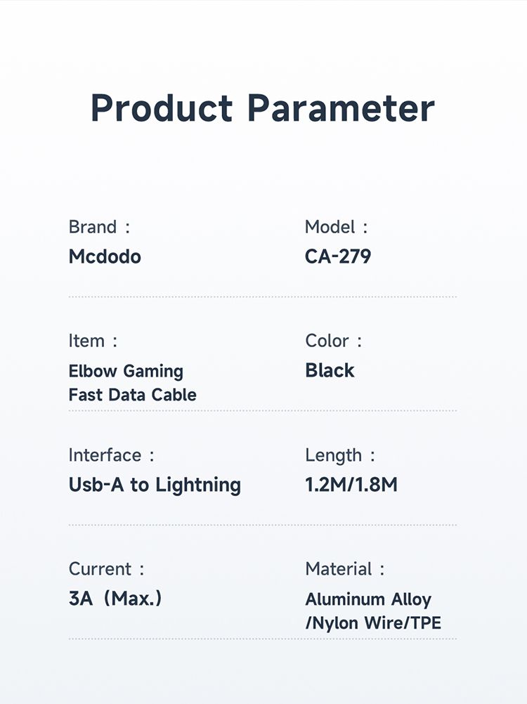 کابل شارژ شریع USB به لایتنینگ 3 آمپر مک دودو مدل MCDODO CA-279 | جانبی360