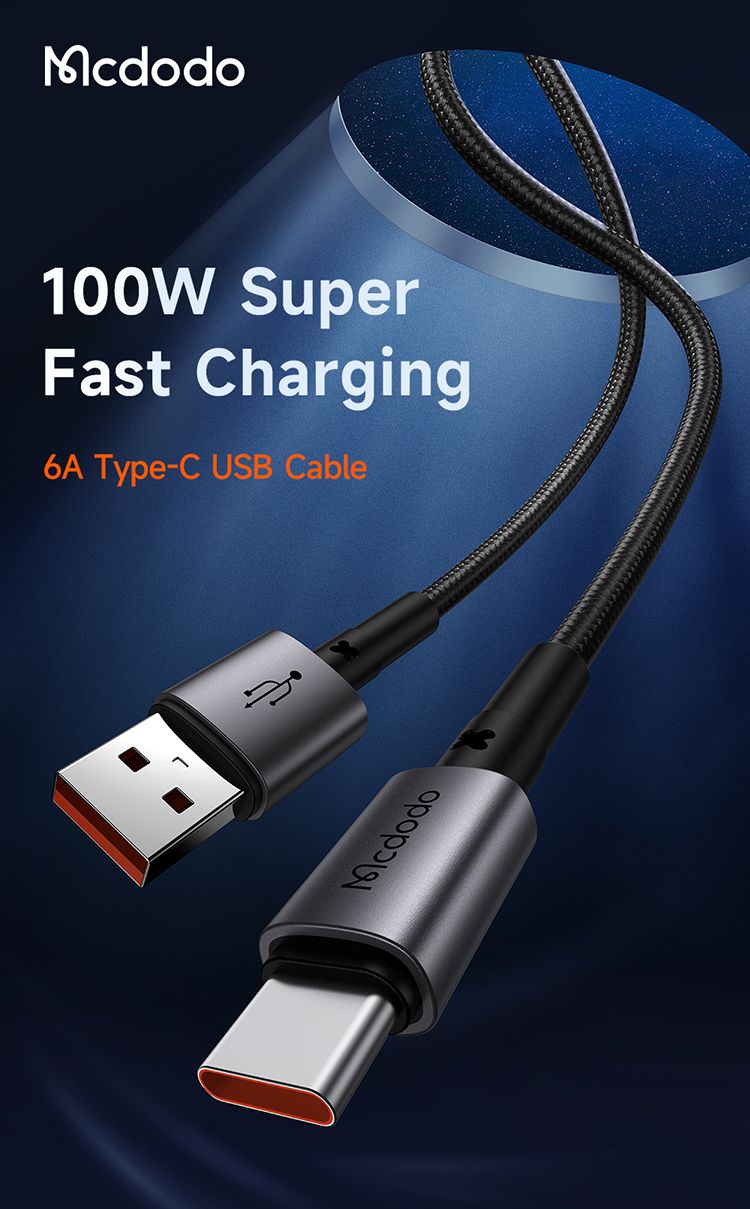 کابل شارژ فوق سریع USB به تایپ سی 100 واتی مک دودو مدل MCDODO CA-359 | جانبی360