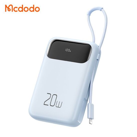 پاوربانک 20 وات ظرفیت 10000 مک دودو مدل MCDODO MC-325 با کابل متصل لایتنینگ