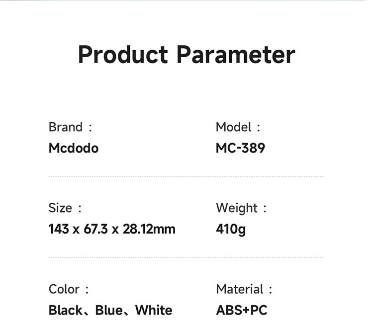 پاوربانک 22.5 وات ظرفیت 20000 مک دودو مدل MCDODO MC-389 بهمراه کابل شارژ+جانبی 360