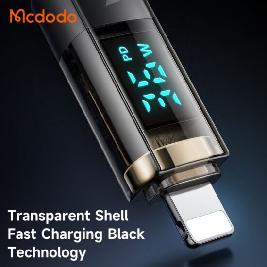 کابل شارژ هوشمند تایپ سی به لایتنینگ 36 واتی مک دودو مدل MCDODO CA-3601 نمایشگر دیجیتال 1.8متر