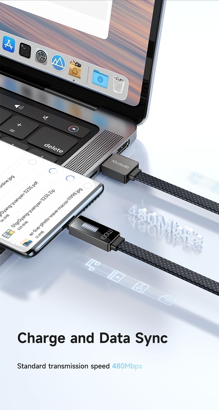 کابل شارژ سریع USB به تایپ سی 100 وات مک دودو مدل MCDODO CA-498 | جانبی360