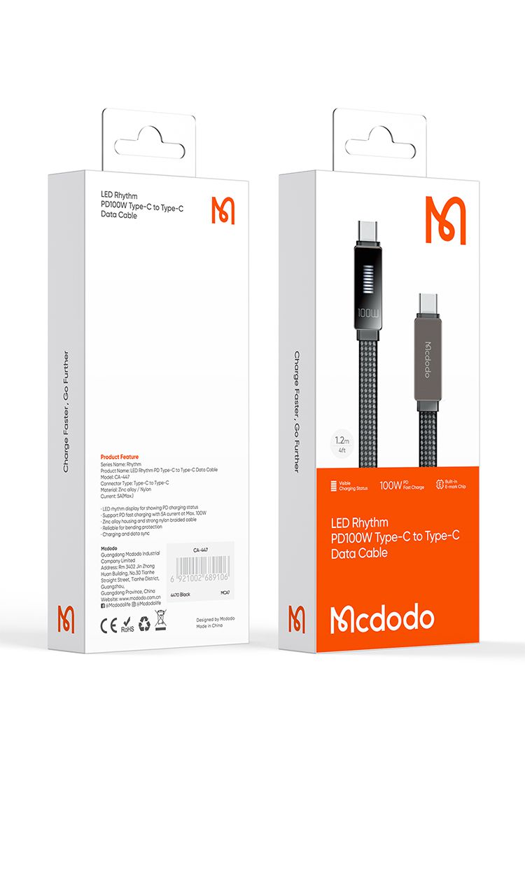 کابل شارژ سریع تایپ سی به تایپ سی 100 وات مک دودو مدل MCDODO CA-447 | جانبی360
