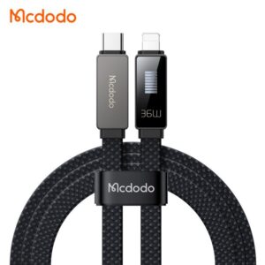 کابل شارژ سریع تایپ سی به لایتنینگ 36 واتی مک دودو مدل MCDODO CA-4960 نمایشگر ضربانی 1.2متر