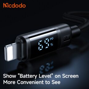 کابل شارژ تایپ سی به لایتنینگ 36 واتی مک دودو مدل MCDODO CA-5210 نمایشگر دیجیتال 1.2متر