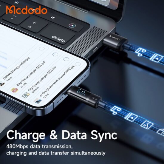 کابل شارژ سریع لایتنینگ 3 آمپر مک دودو مدل MCDODO CA-5000 نمایشگر دیجیتال 1.2متر