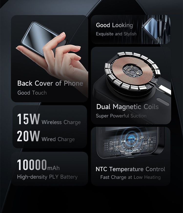 پاوربانک وایرلس مگ سیف مک دودو مدل MCDODO MC-426 ظرفیت 10000 میلی آمپر به همراه کابل شارژ + جانبی 360