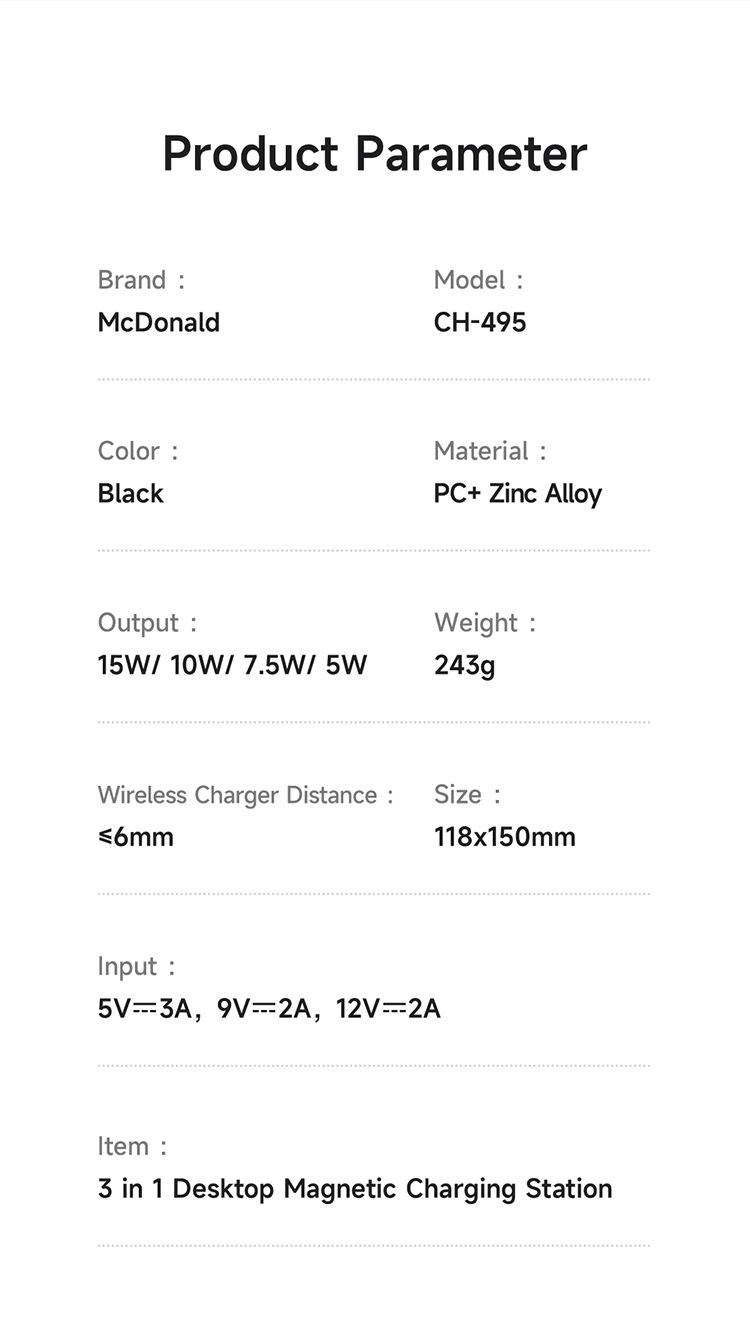 استند شارژر وایرلس و چراغ خواب 3 کاره مک دودو Mcdodo CH-4952 توان 22.5 وات + جانبی 360