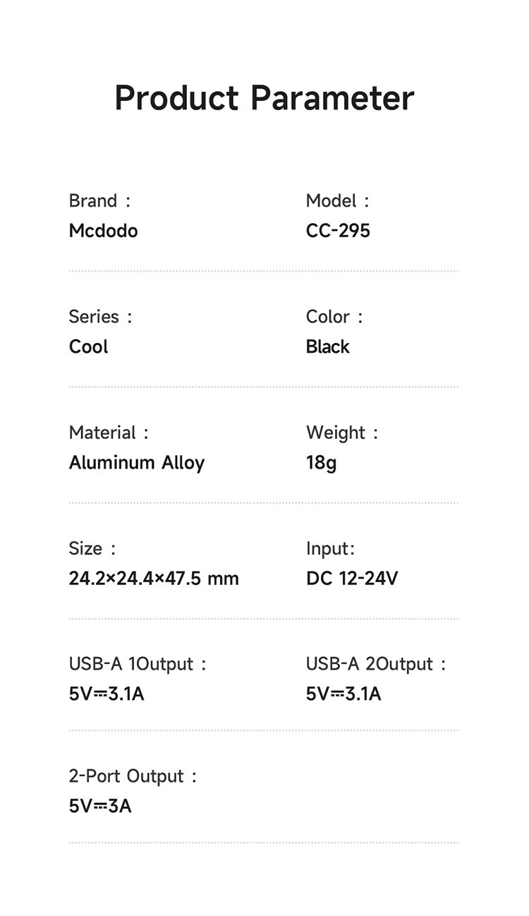 شارژر فندکی 2 پورت 15.5وات مک دودو مدل MCDODO CC-2950 + جانبی 360