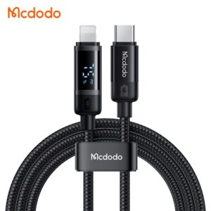 کابل شارژ تایپ سی به لایتنینگ 36 واتی مک دودو مدل MCDODO CA-5210 نمایشگر دیجیتال 1.2متر