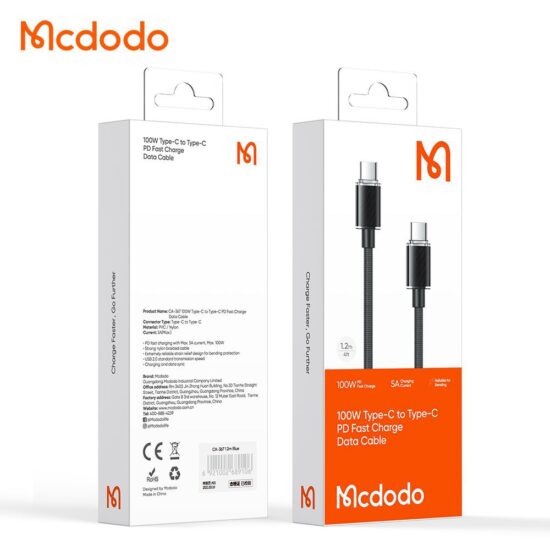 کابل شارژ تایپ سی به تایپ سی 100 واتی مک دودو مدل MCDODO CA-3673 طول 2متر