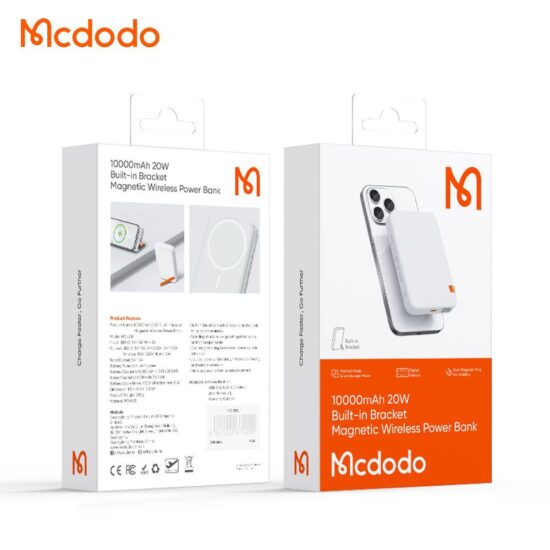 پاوربانک وایرلس مگ سیف 20 وات 10000 مک دودو مدل MCDODO MC-510 بهمراه کابل شارژ