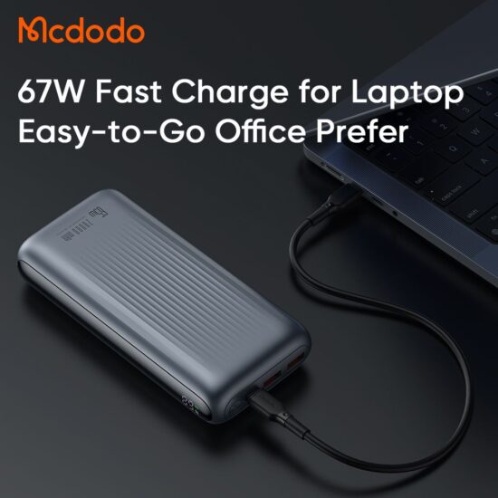 پاوربانک 65 وات ظرفیت 20000 مک دودو مدل MCDODO MC-4460 بهمراه کابل شارژ
