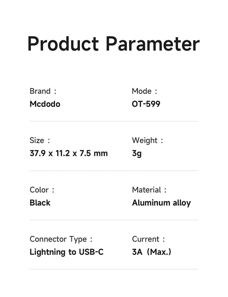 تبدیل پورت لایتنینگ به تایپ سی مک دودو مدل MCDODO OT-5990 با نمایشگر دیجیتال + جانبی360